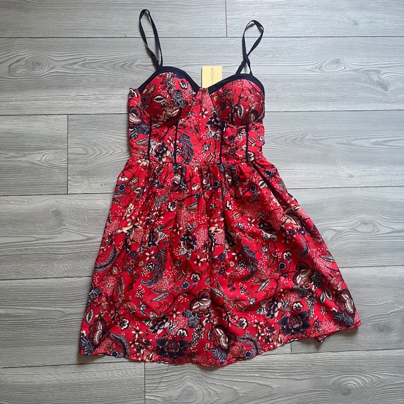 NWT B.O.G Collection Floral Corset Style Dress - Picture 1 of 5